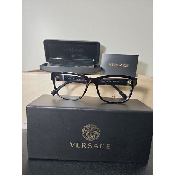 New Authentic Versace 3266 GB1 Eyeglasses Black 55-17 145 - Picture 2 of 7